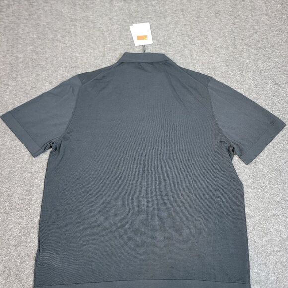 Mssimo Dutti Studio Mens Polo Shirt Size L Black Micro Textured Piqué Cotton New - Picture 2 of 10